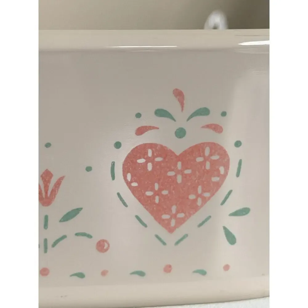 Vintage CorningWare casserole baking dishes Forever Yours pattern pink heart lid